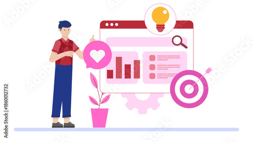 Digital Marketing Team Leveraging User-Generated Content. Flat Vector Illustration