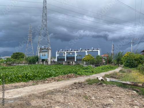 dam in country Thailand with rain