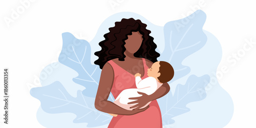 A loving mother cradling her newborn baby in a gentle embrace