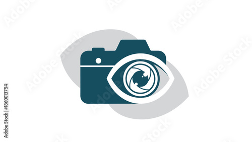 Camera and eye combination represents vision, photography, and observation concepts.