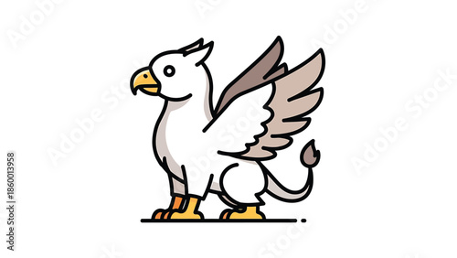 Majestic Griffin Illustration - A Mythical Creature in Detailed Vector Art.