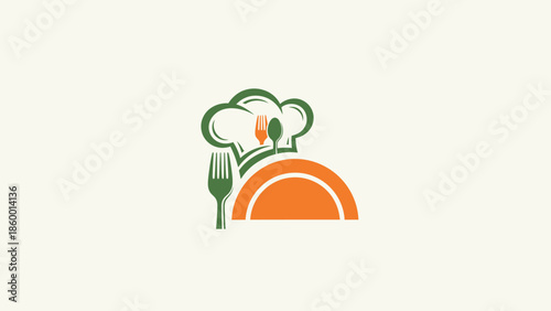 Chefs Hat and Plate Logo - Culinary Symbol of Delicious Food Preparation.