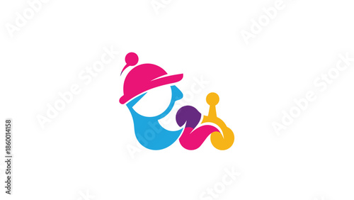 Colorful cartoon baby logo design with a playful and cheerful appearance.
