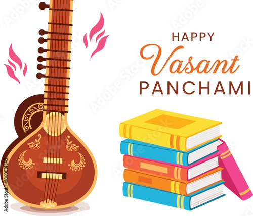 Black and white line art of Hindu Goddess Saraswati, Lord Ganesha, and sacred altar with incense, cad drawing flat vector illustration, religious icons