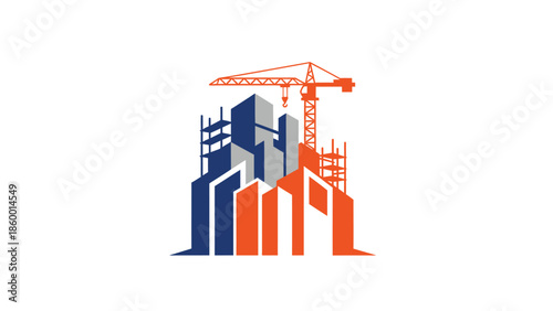 Construction site with buildings and a crane, representing urban development and progress.