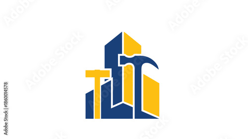 Construction tools and building design concept for business and industry.