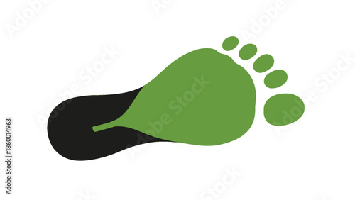 Green leaf footprint symbol representing eco-conscious living and sustainable steps