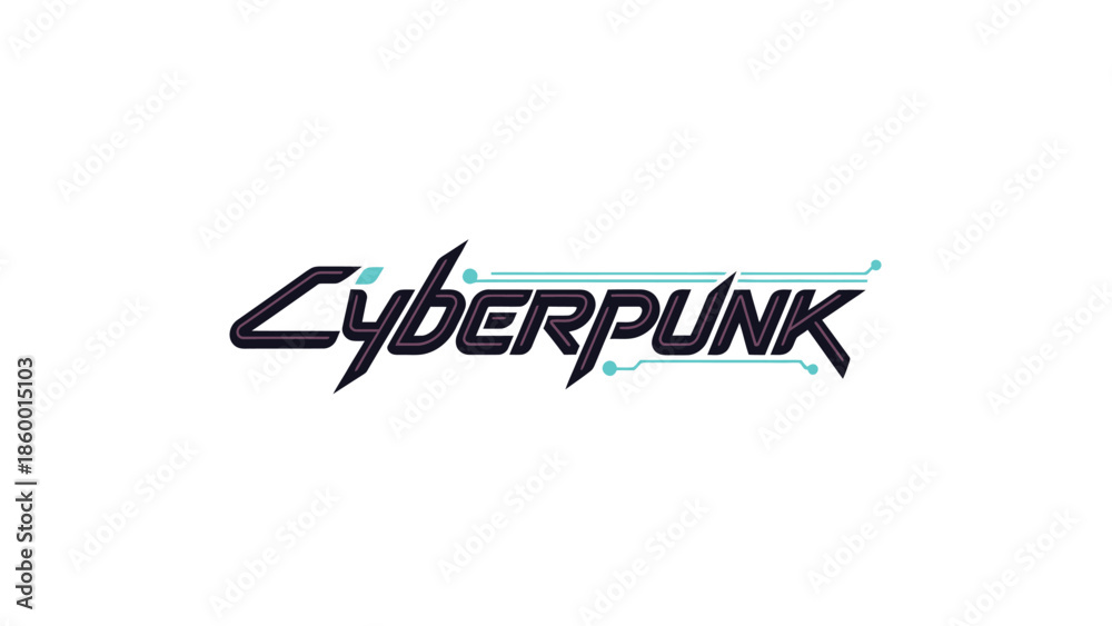 Fototapeta premium Cyberpunk Logo Design - Futuristic Typography and Digital Aesthetic.