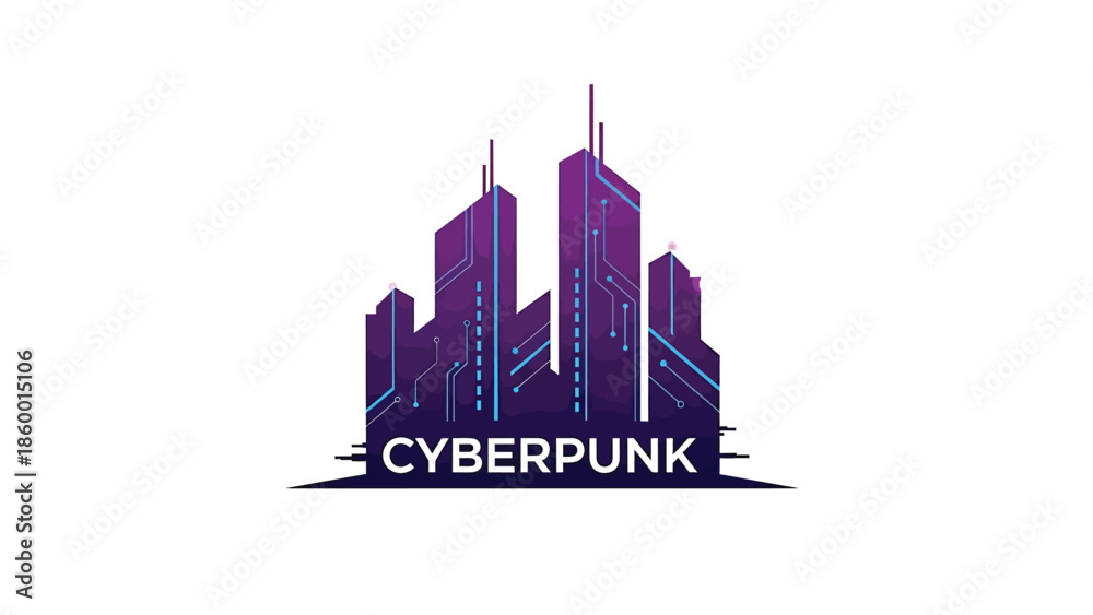 Fototapeta premium Futuristic Cyberpunk Cityscape - A Neon-Lit Metropolis of the Future.