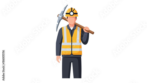 Dedicated construction worker or miner with a pickaxe, ready for tough manual labor