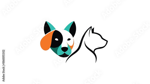 Dog and cat logo design, perfect for pet stores and animal care services.