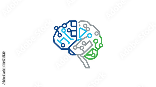 Digital Brain Illustration Depicting Artificial Intelligence and Technology.