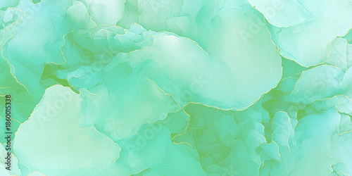 An abstract watercolor background featuring swirling shades of pale green and seafoam creating an ethereal feel