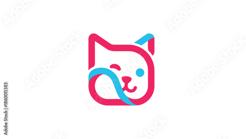 Cute cat logo design with a playful and friendly appearance for branding.