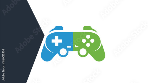 Dual-colored game controller design representing gaming and entertainment.