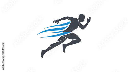 Dynamic silhouette of a runner with speed lines, representing motion and athleticism.
