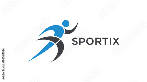 Dynamic Sportix Logo Depicting Athletic Figure in Motion, Representing Activity and Fitness.