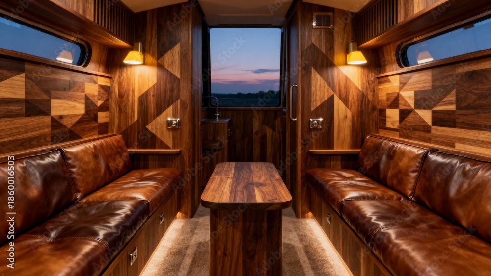 Fototapeta premium Luxury wooden cabin interior