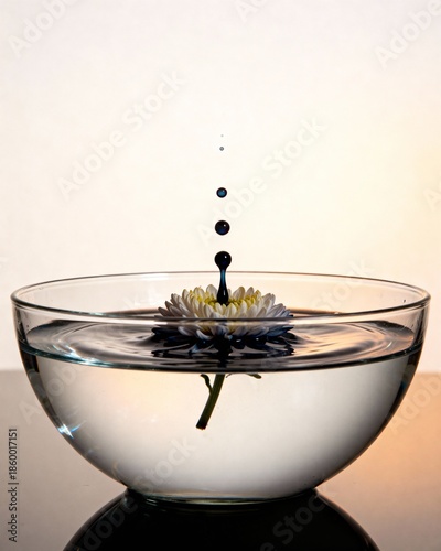 Water drop ripple splash black surface zen