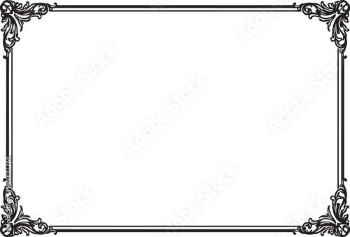 Luxury Certificate Frame with Elegant Ornamental Corners Black Vector Design