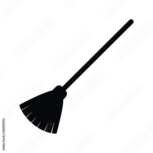 Broom Silhouette Icon Vector Illustration