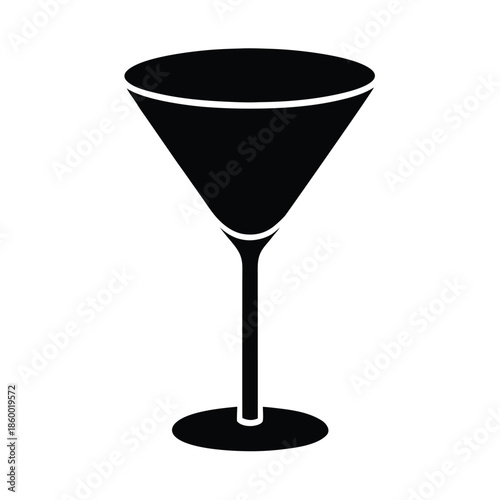 Cocktail Glass Silhouette Icon Vector Illustration