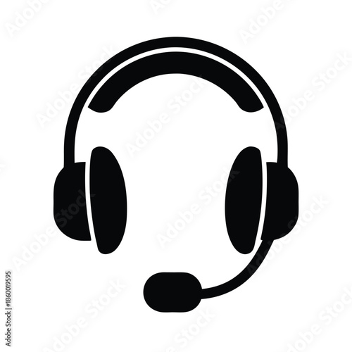 Customer Support Headset Silhouette Icon Vector Illustration
