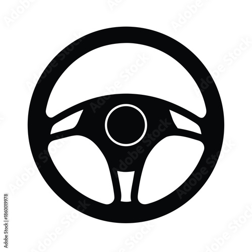 Steering Wheel Silhouette Icon Vector Illustration