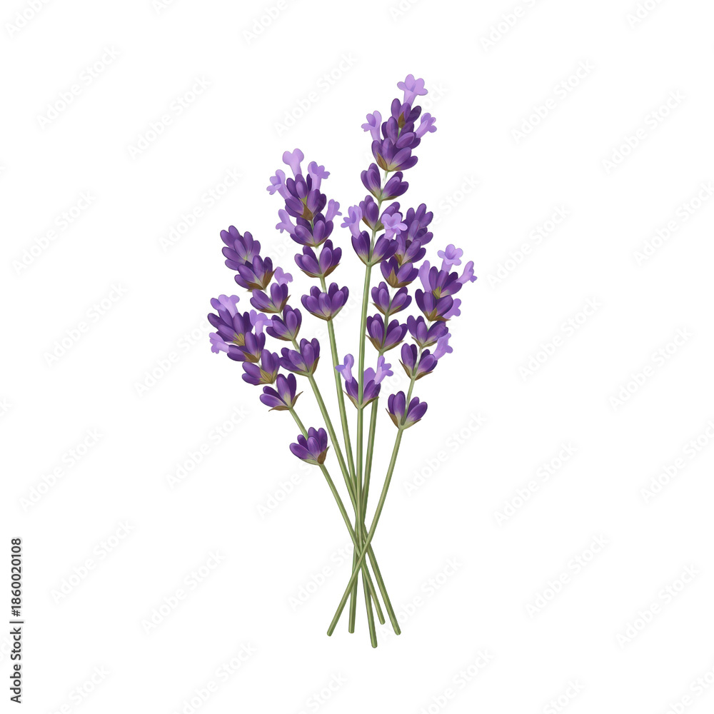 Obraz premium Bunch of lavender flowers on white background.