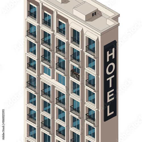 Modern Hotel Building with Signage Exterior.