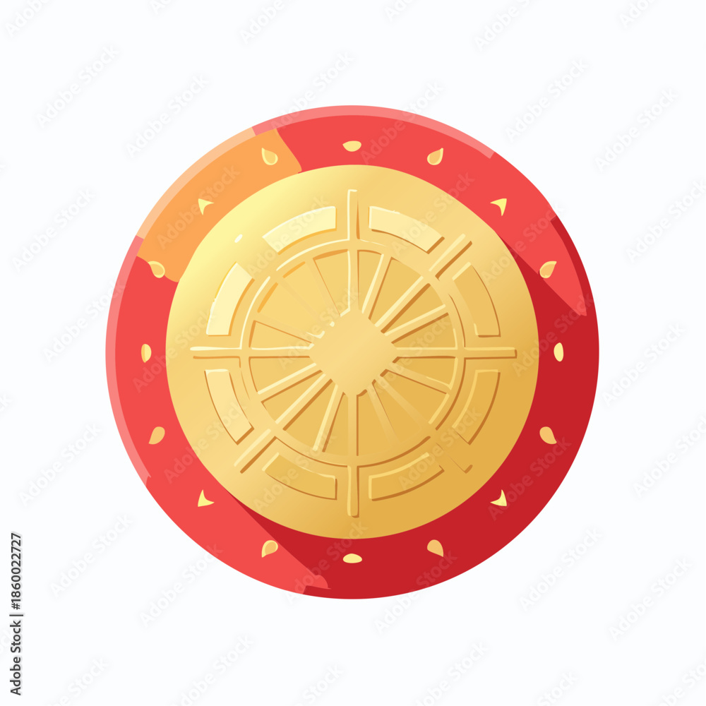 Obraz premium Lucky Gold Coin Icon Symbolizing Wealth, Success, and Financial Prosperity for Chinese New Year and Lunar Festival Designs