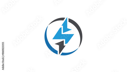 Electric energy symbol with arrows and a circular design, power concept.