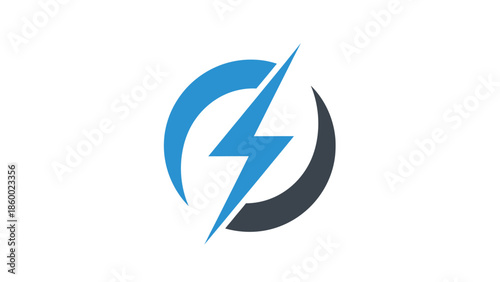 Electric energy symbol with lightning bolt inside a blue circle.