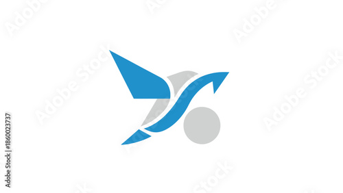 Elegant blue bird logo soaring gracefully, representing freedom and innovation, perfect for branding.