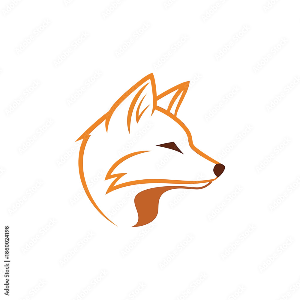 Obraz premium Elegant orange fox head logo design with minimalist style and modern look.