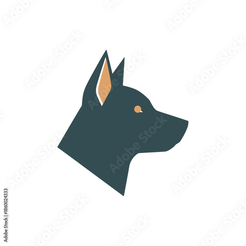Elegant silhouette of a dogs head, showcasing a sleek and modern design, perfect for branding.
