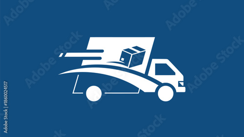 Fast delivery truck icon, representing shipping and transportation services for logistics.