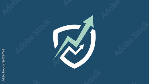 Financial growth and protection concept with shield and arrow.