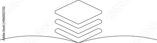 A simple line drawing of stacked geometric shapes on a wavy surface