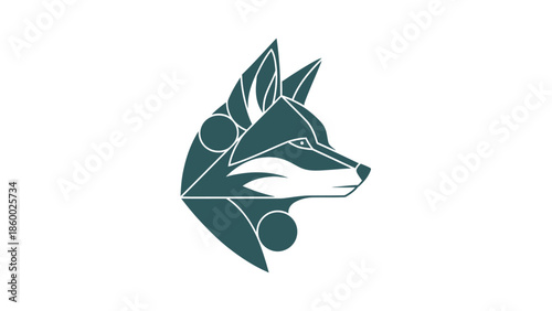 Geometric fox head illustration with sharp lines and modern design, minimalist style.