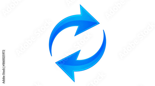 Free Download Two glossy blue circular arrows forming a continuous cycle refresh or repeat symbol on transparent background - GFXLoad