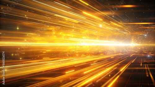 Golden Light Streaks Speed Motion Abstract Energy Background