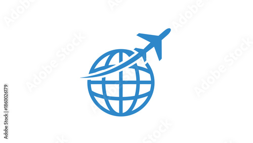 Global travel concept with airplane flying around the world, tourism and vacation.