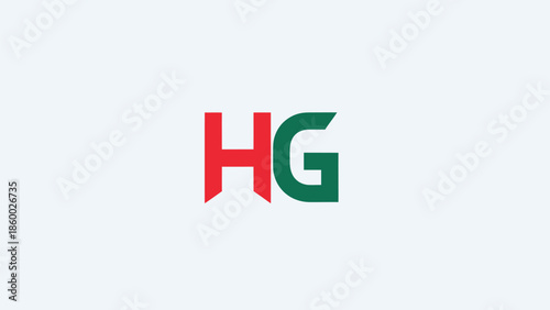 HG logo design with red and green colors, simple and modern.