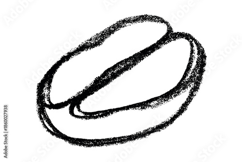 Hand drawn fresh roasted coffee bean Arabica robusta seed doodle Single element for print, web, design, decor