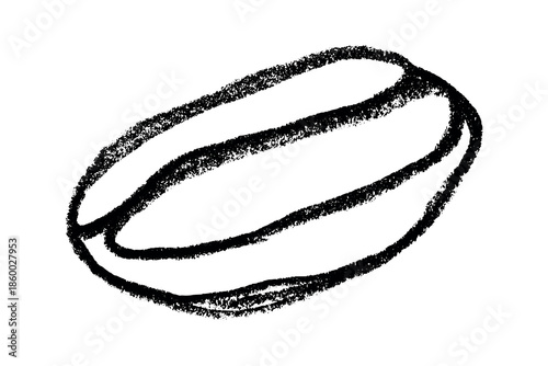 Hand drawn fresh roasted coffee bean Arabica robusta seed doodle Single element for print, web, design, decor