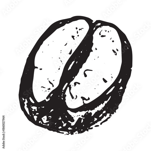 Hand drawn fresh roasted coffee bean Arabica robusta seed doodle Single element for print, web, design, decor