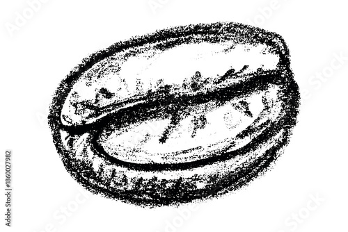 Hand drawn fresh roasted coffee bean Arabica robusta seed doodle Single element for print, web, design, decor