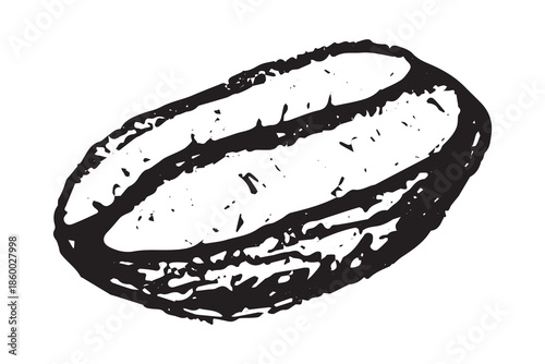 Hand drawn fresh roasted coffee bean Arabica robusta seed doodle Single element for print, web, design, decor