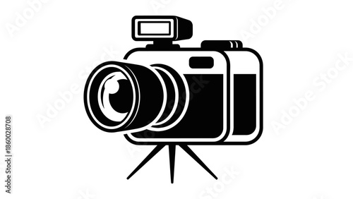 Camera on a tripod stand.